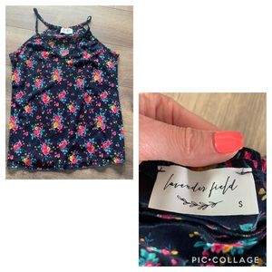 Size small navy blue floral tank top